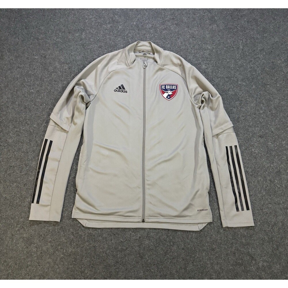 FC Dallas Adidas Full Zip Track Jacket Size Medium MLS Soccer Gray